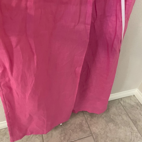 CYNTHIA ROWLEY Wide Leg Pleated Pink 100% Linen Pant Size 6 - Picture 3 of 10
